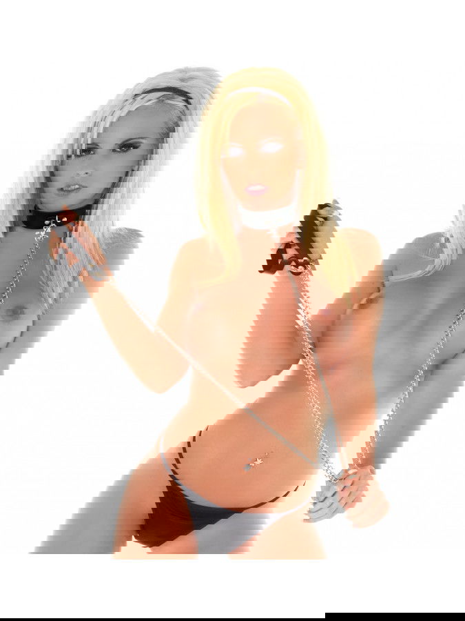 Rimba - Halsband 5 cm breed met hondenketting, verstelbaar met gesp.