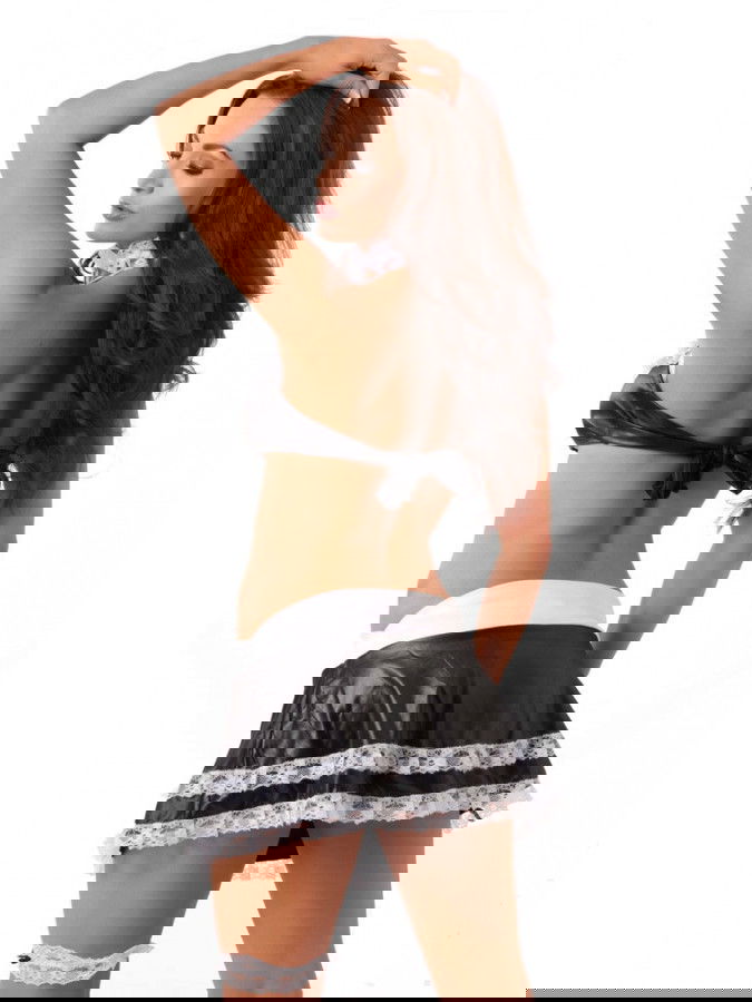 Amorable by Rimba - Serveerster Uniform - One Size - Zwart / Wit