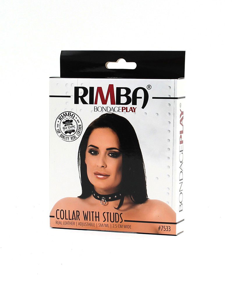 Rimba - Halsband  2.5 cm. breed, versierd met nieten