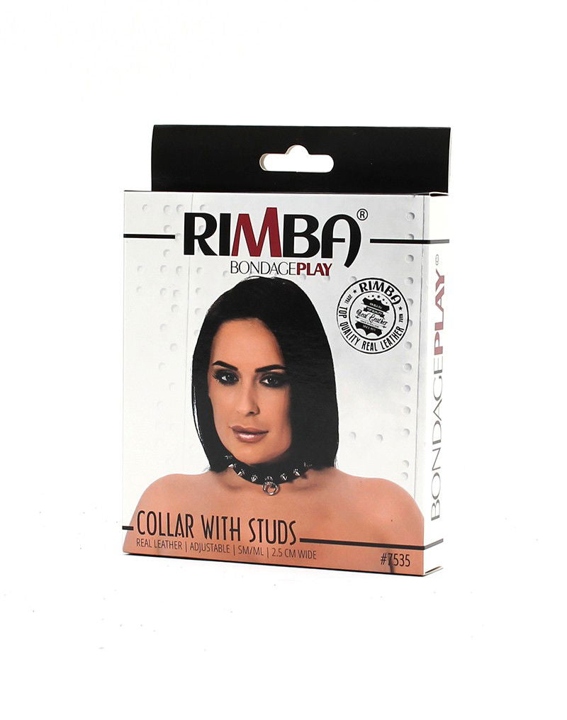 Rimba - Halsband  2.5 cm. breed, versierd met spikes