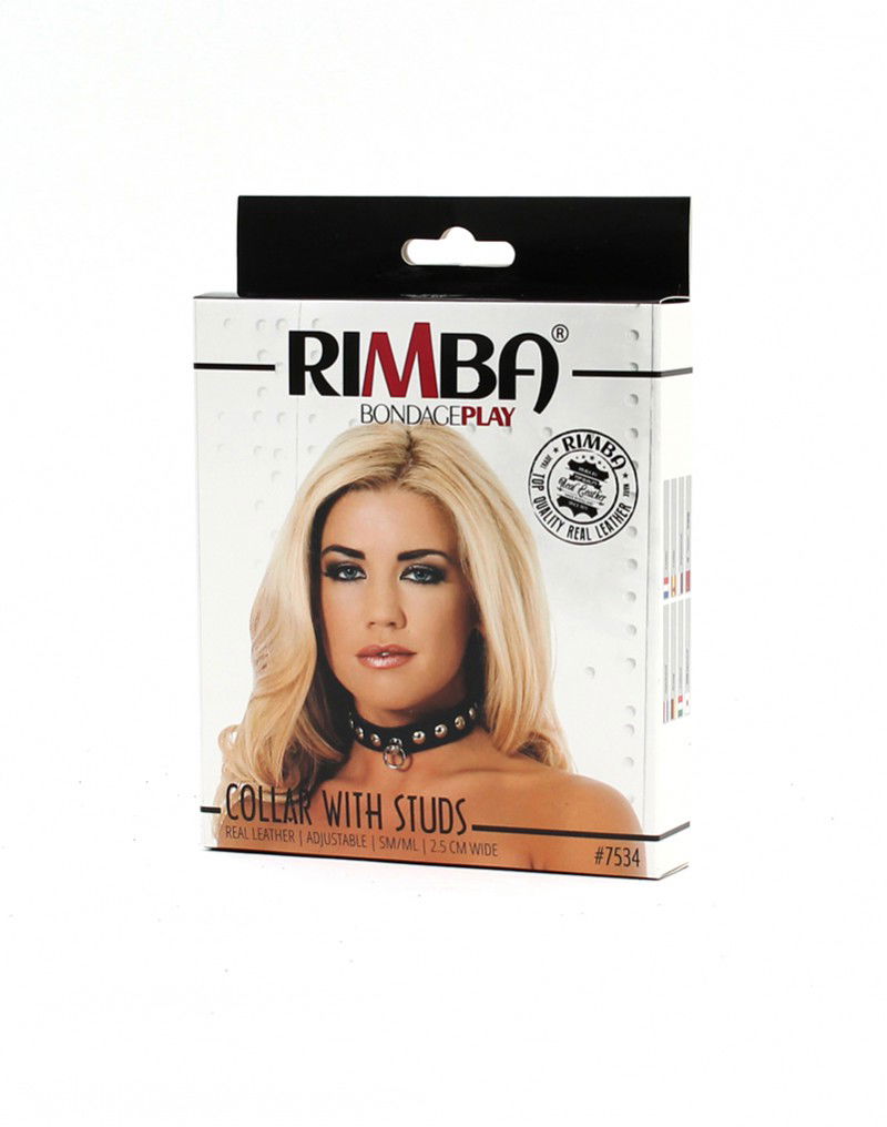 Rimba - Halsband  2.5 cm. breed, versierd met studs