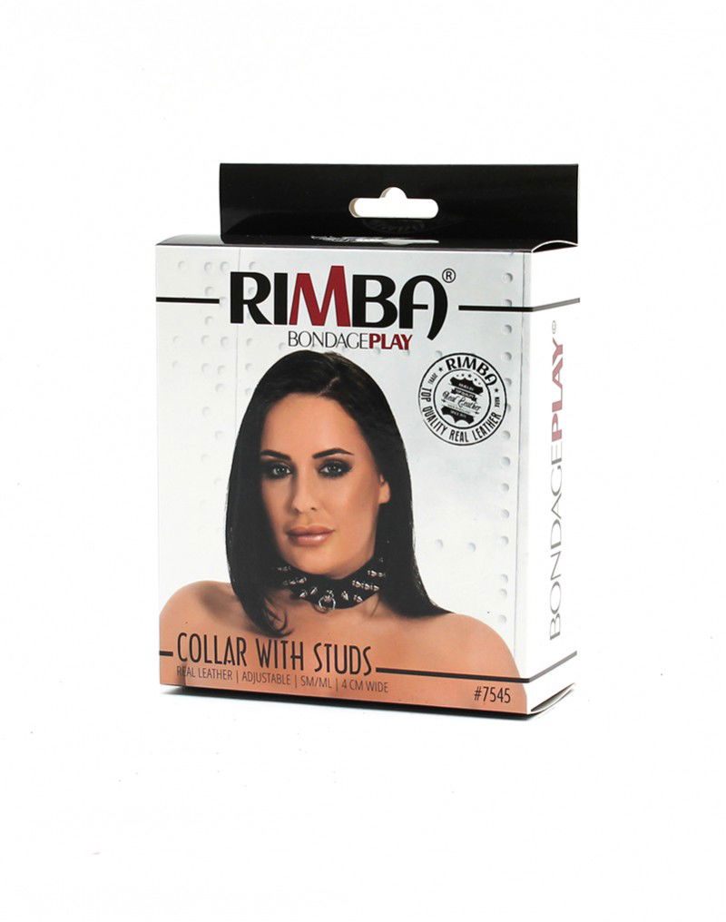 Rimba - Halsband  4 cm. breed, versierd met spikes