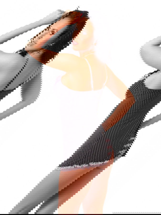 Amorable by Rimba - Mini jurk met slip - One Size - Zwart / Roze