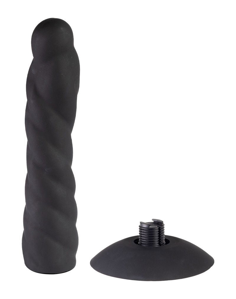 Rimba Latex Play - Verwisselbare Dildo voor Strap-on met Zuignap - Zwart