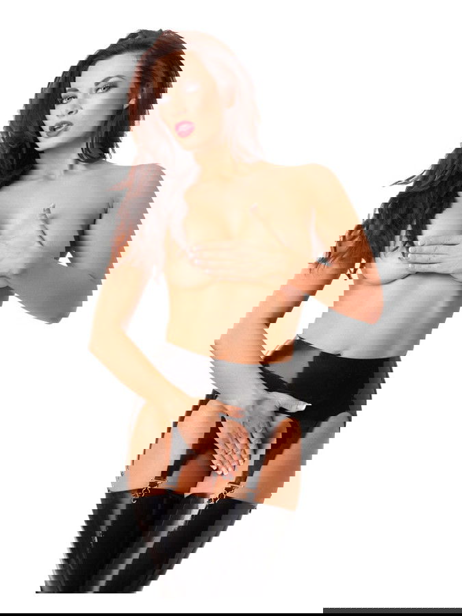 Rimba Latex Play - Latex Jarretelgordel met 4 Metalen Clips - Zwart