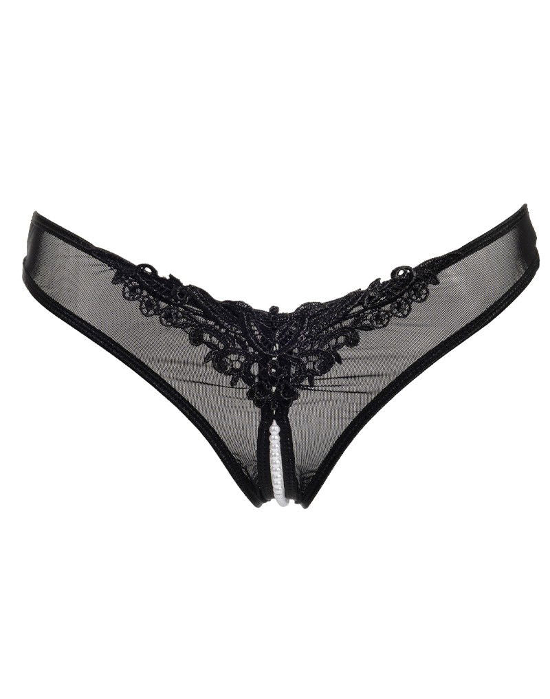 Amorable by Rimba - Open String met parels - One Size - Zwart