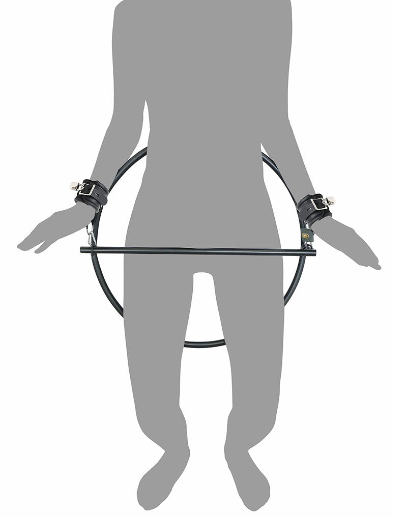 Rimba Restraint Ring met leren boeien en hangslot