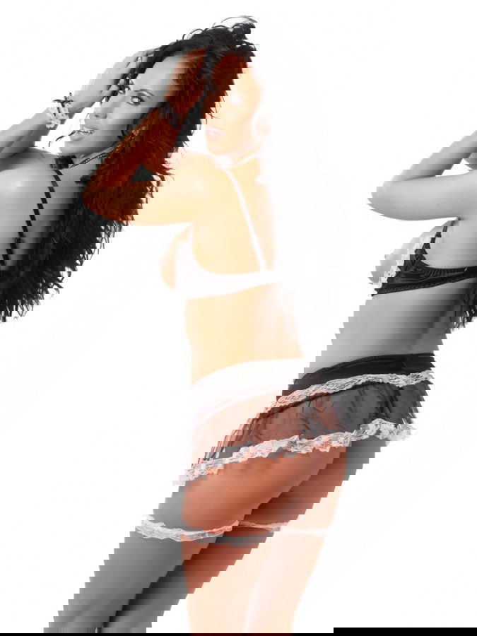 Amorable by Rimba - Serveester Uniform (6 delig) - Zwart / Wit