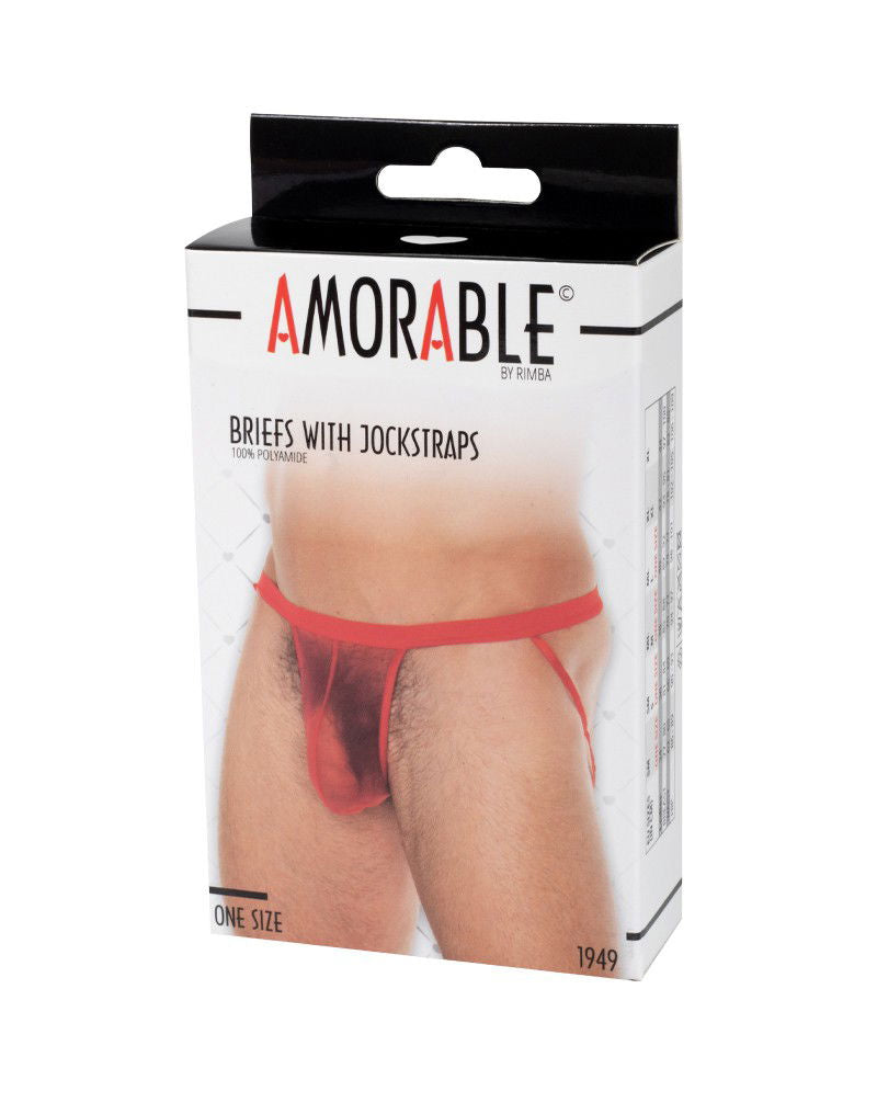 Amorable by Rimba - Doorzichtige jockstrap - One Size - Rood