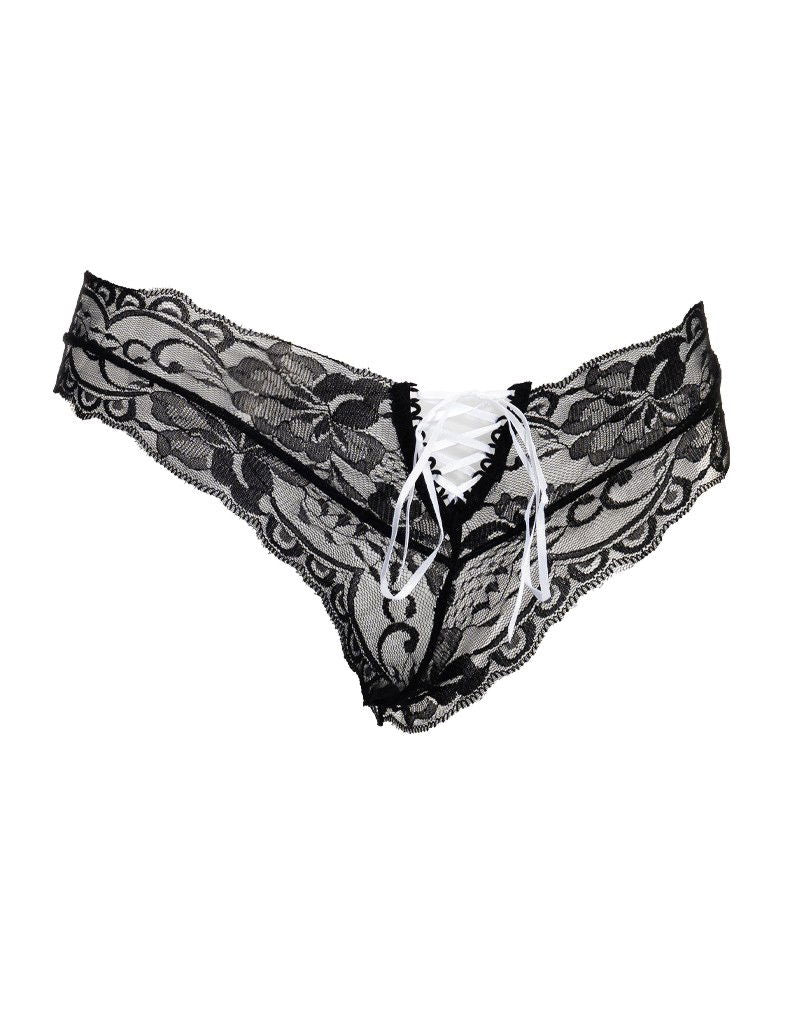 Amorable by Rimba - Slip - One Size - Zwart / Wit