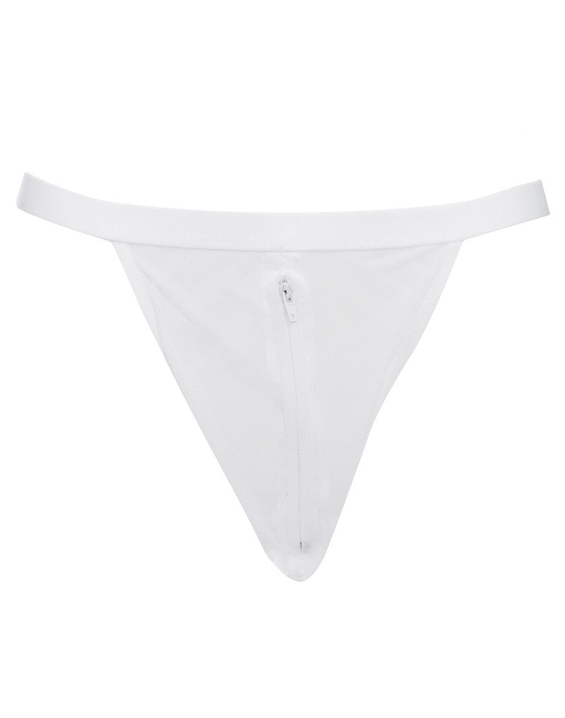 Amorable by Rimba - Doorzichtige string met ritssluiting - One Size - Wit