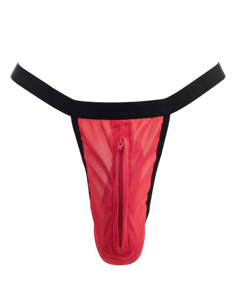 Amorable by Rimba - String met ritssluiting - One Size - Rood
