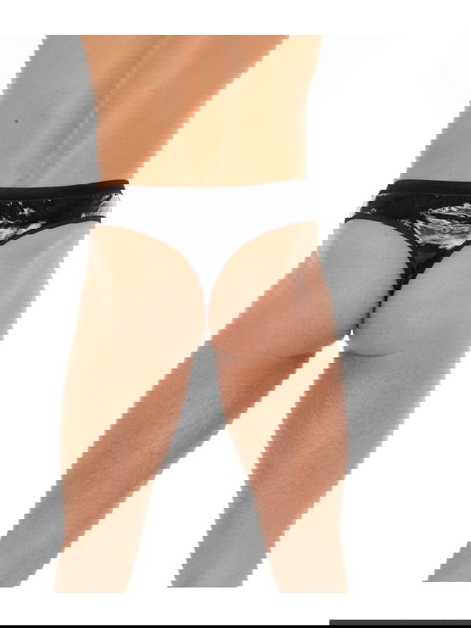 Amorable by Rimba - Doorzichtige string met lak look - One Size - Zwart