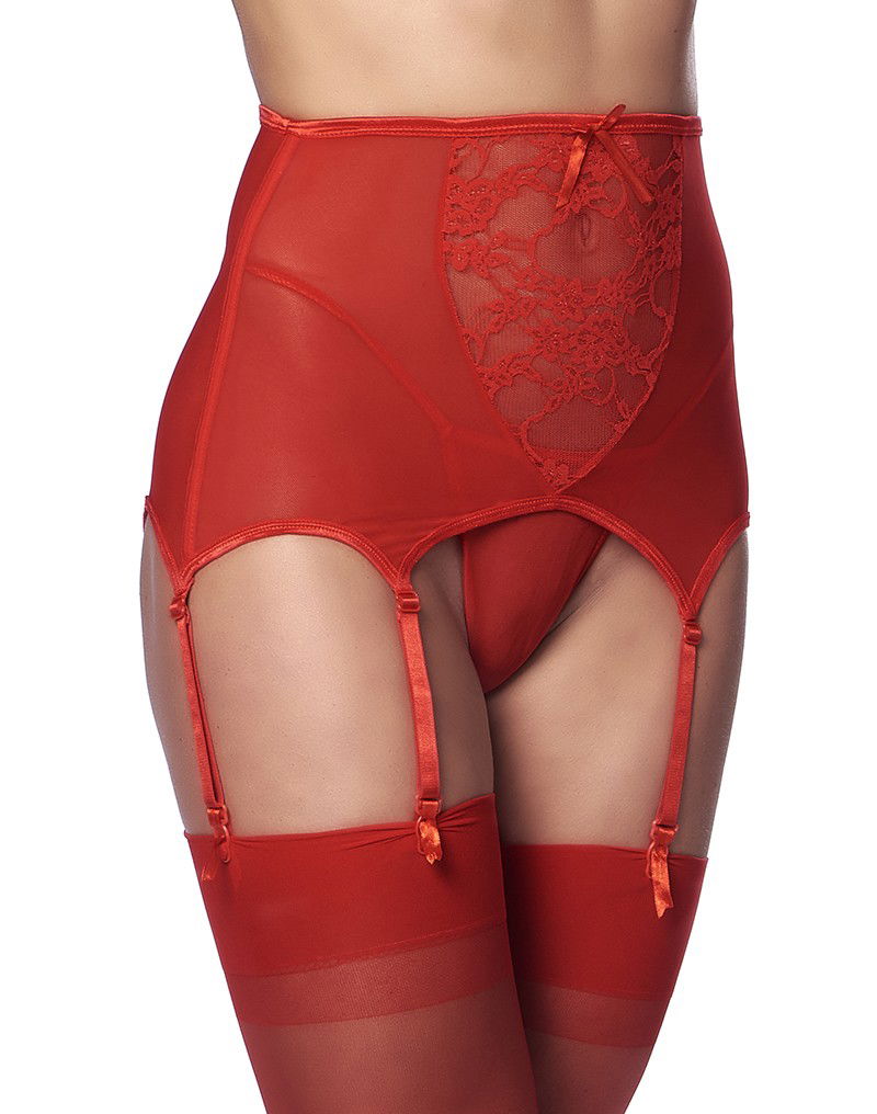Amorable by Rimba - Jarretel met G-string en Kousen - Rood