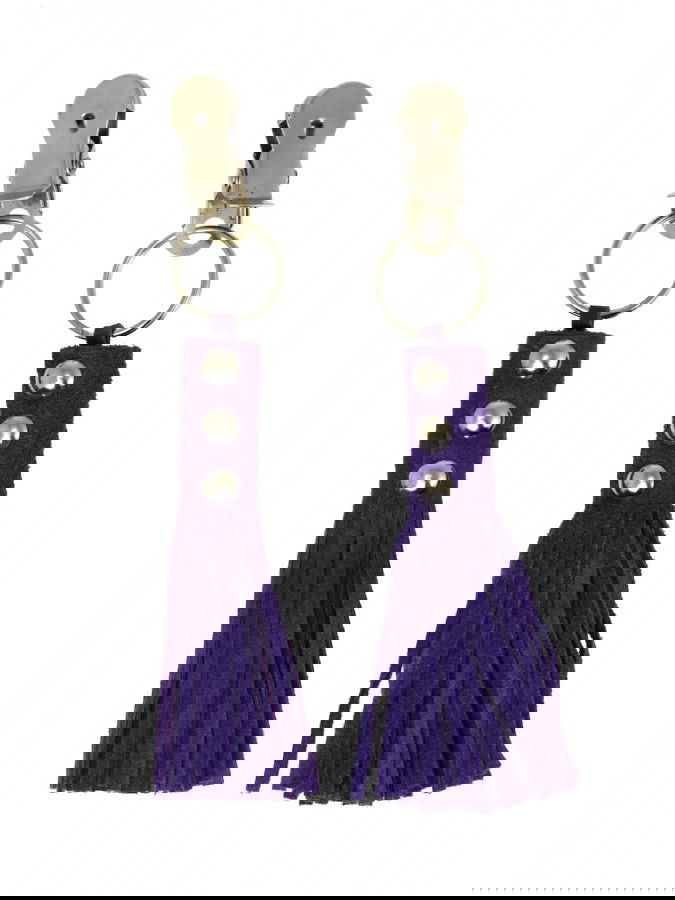 Rimba - Tepelklemmen met leder zweepjes