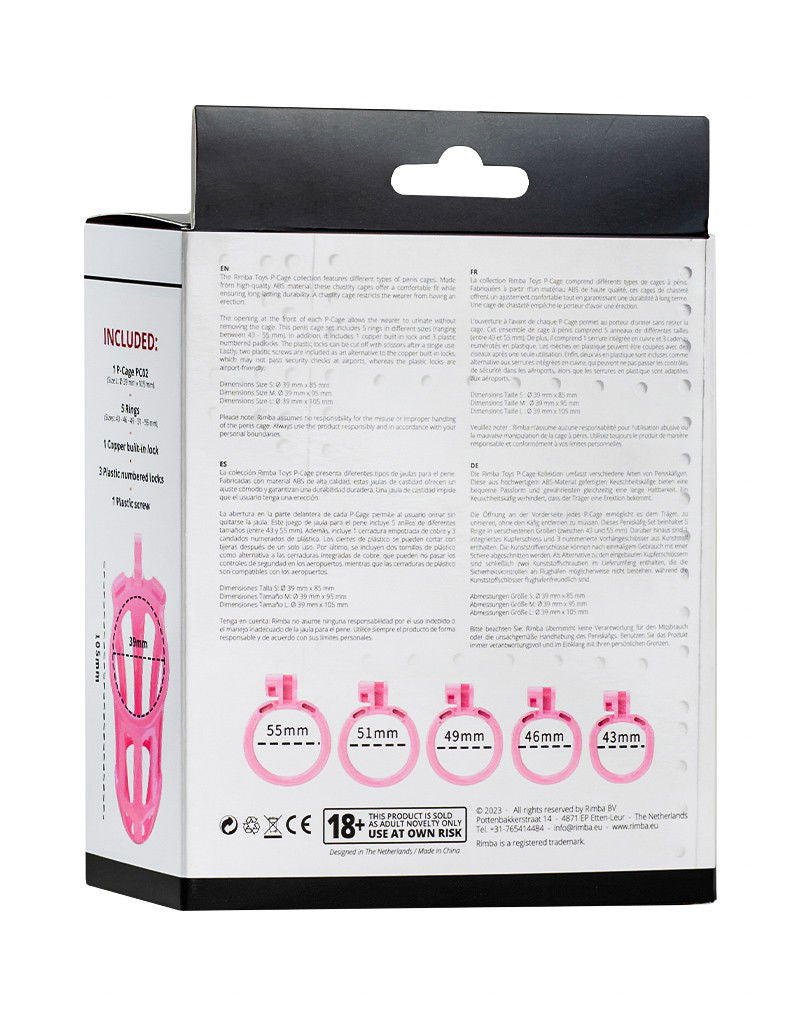 Rimba P-Cage - P-Cage PC02 - Peniskooi Maat L - Roze