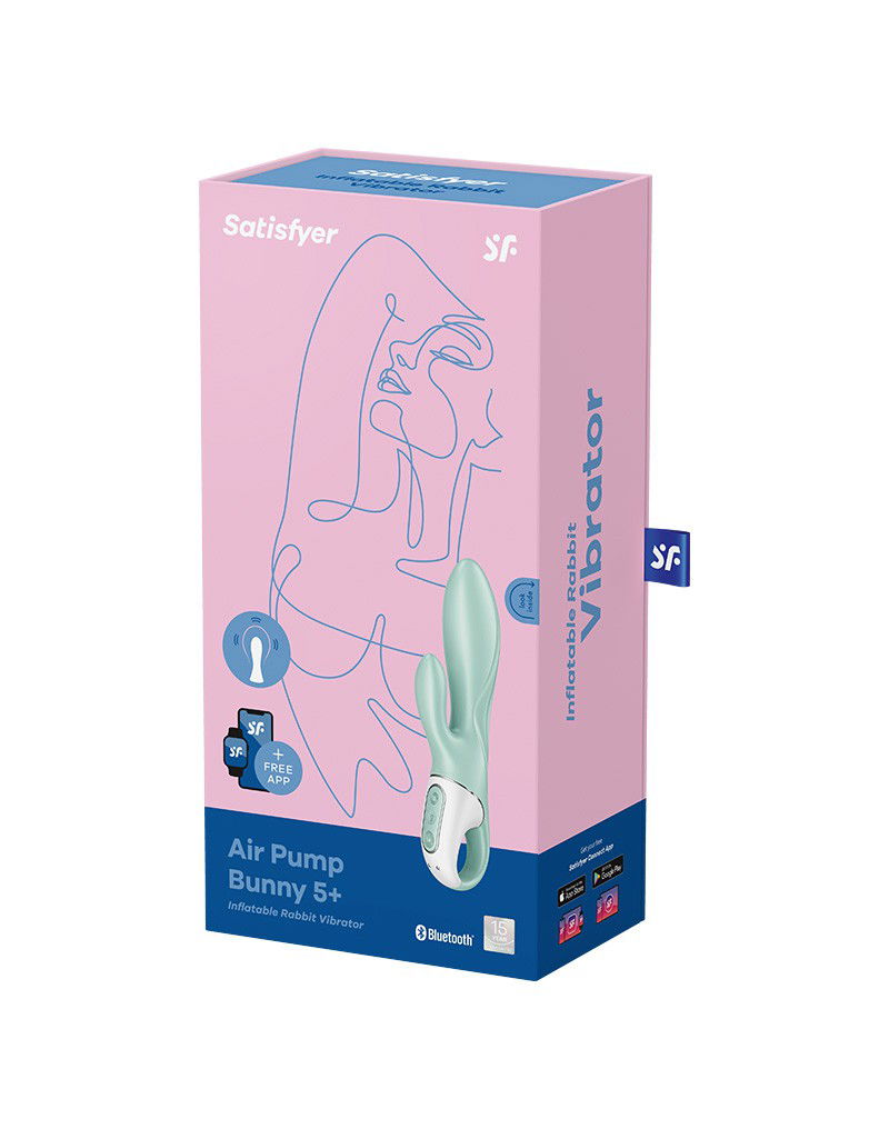 Satisfyer - Air Pump Bunny 5+ - Opblaasbare Rabbit Vibrator (met App Control) - Mint