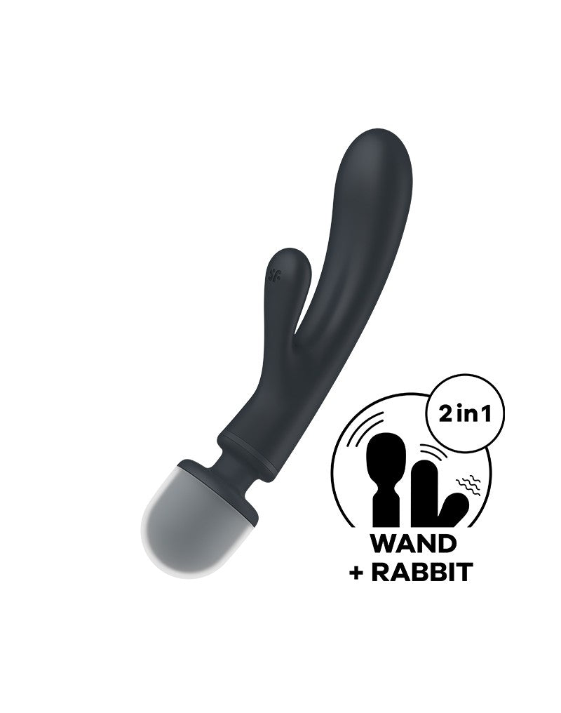 Satisfyer - Triple Lover - 2-in-1 Wand and Rabbit Vibrator - Grey