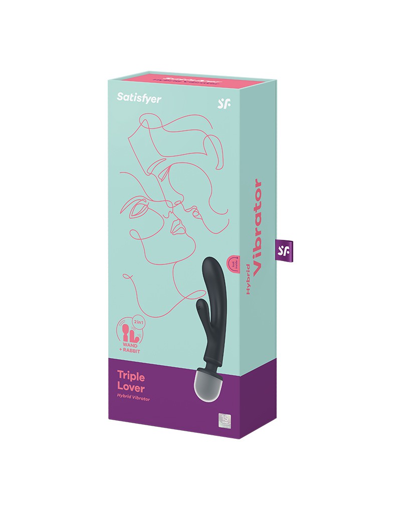 Satisfyer - Triple Lover - 2-in-1 Wand and Rabbit Vibrator - Grey