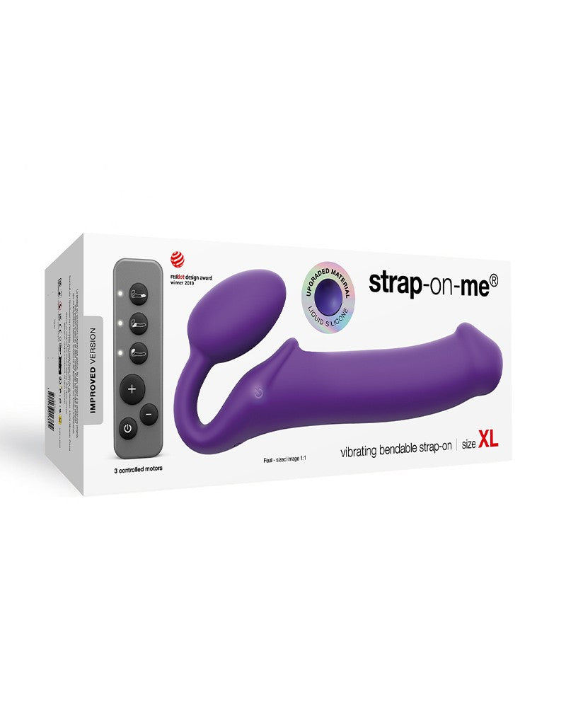 Strap-On-Me - Buigbare Strap-On Vibrator met Afstandsbediening Maat XL - Paars