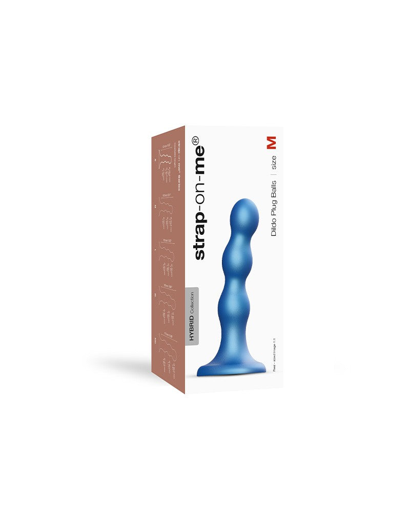 Strap-On-Me - Dildo Plug Balls Maat M - Metallic Blauw