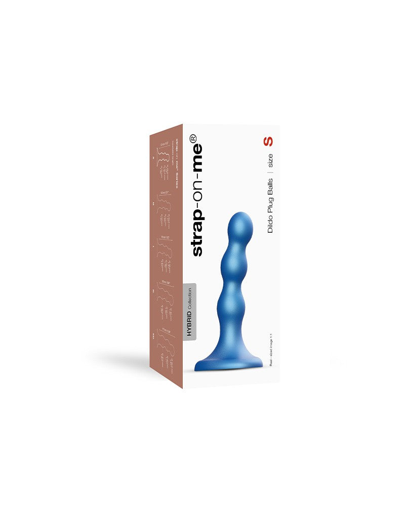 Strap-On-Me - Dildo Plug Balls Maat S - Metallic Blauw