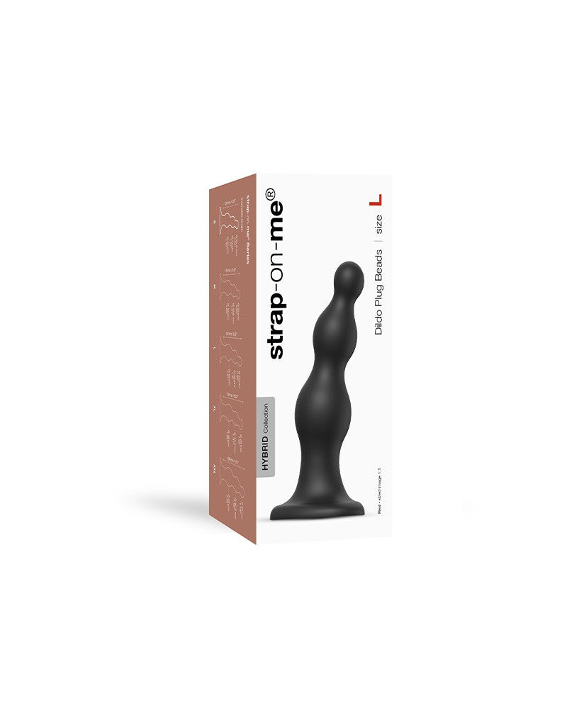 Strap-On-Me - Dildo Plug Beads Maat L - Zwart