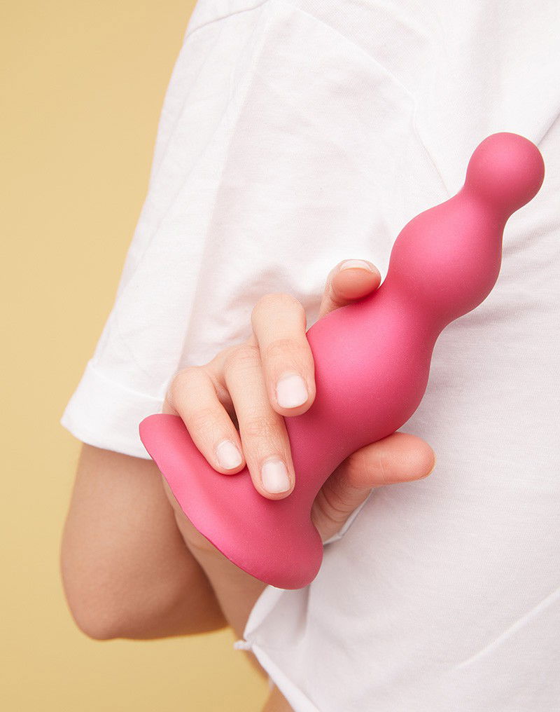 Strap-On-Me - Dildo Plug Beads Maat S - Metallic Roze