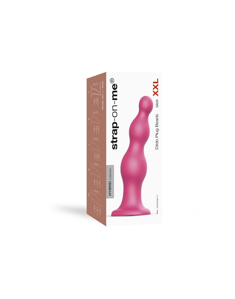 Strap-On-Me - Dildo Plug Beads Maat XXL - Metallic Roze