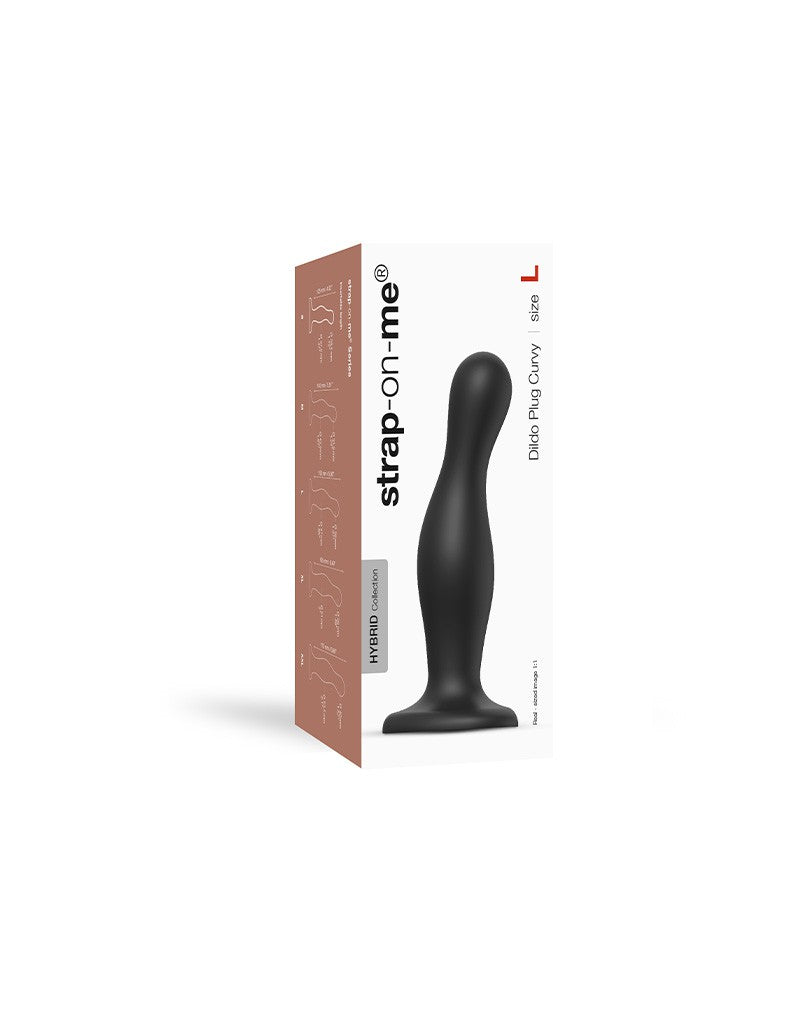 Strap-On-Me - Dildo Plug Curvy Maat L - Zwart