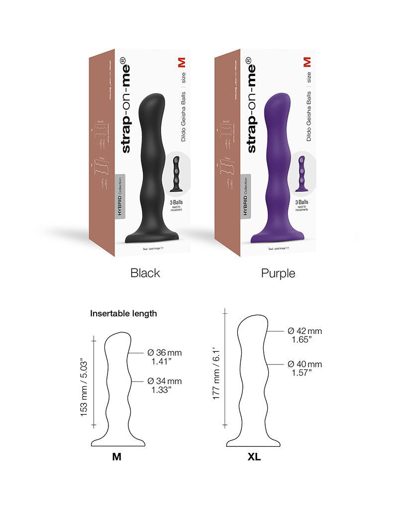 Strap-On-Me - Geisha Balls - Dildo met Roterende Ballen Maat XL - Paars