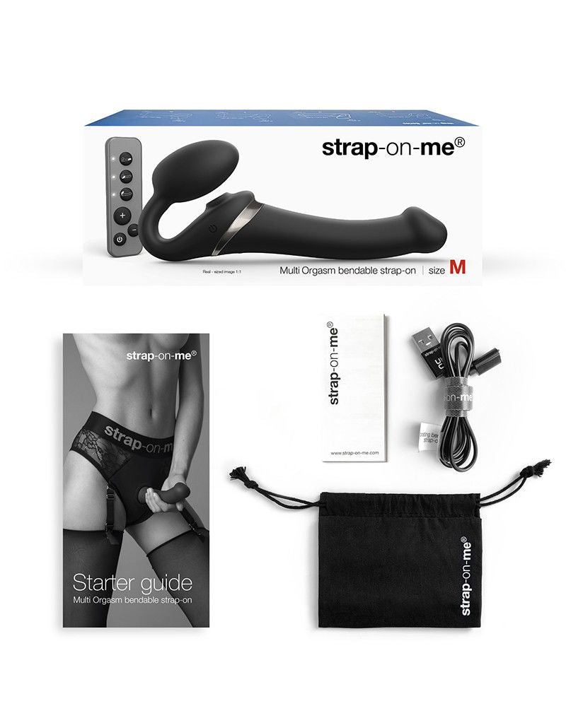 Strap-On-Me - Multi Orgasm - Strap-On Vibrator met Lik Stimulator Maat L - Zwart