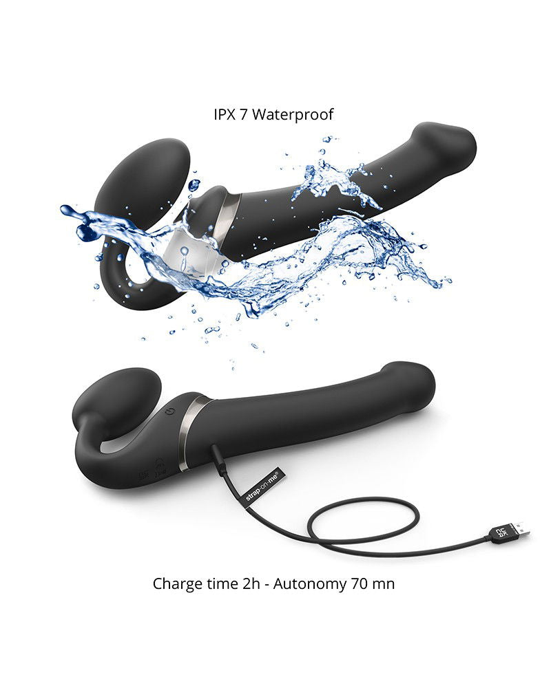 Strap-On-Me - Multi Orgasm - Strap-On Vibrator met Lik Stimulator Maat XL - Zwart