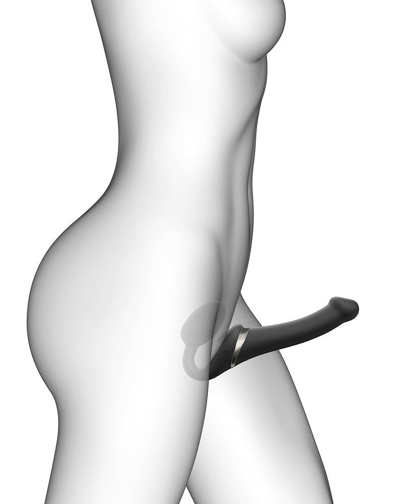 Strap-On-Me - Multi Orgasm - Strap-On Vibrator met Lik Stimulator Maat XL - Zwart