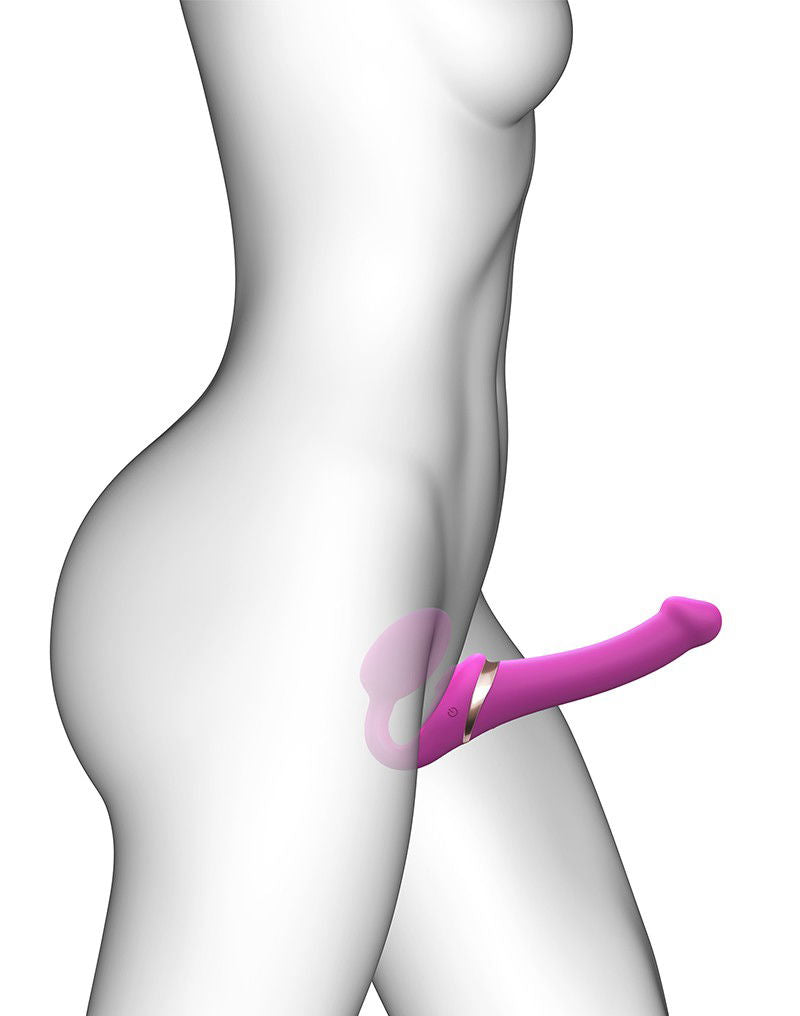 Strap-On-Me - Multi Orgasm - Strap-On Vibrator met Lik Stimulator Maat XL - Roze
