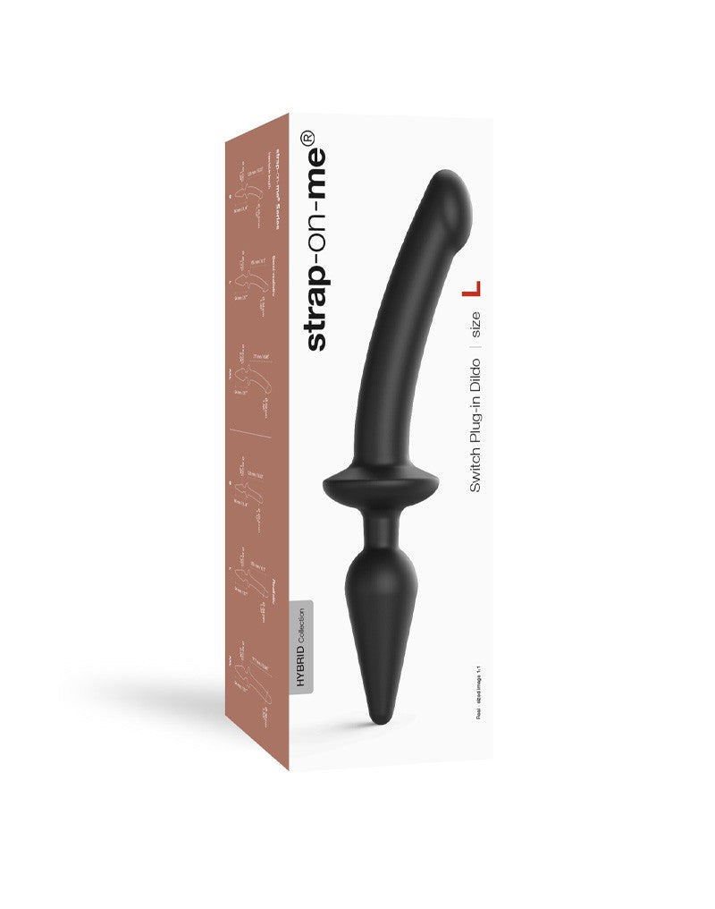 Strap-On-Me - Semi-Realistische Switch Plug-In - 2-in-1 Dildo & Butt Plug Maat S - Zwart