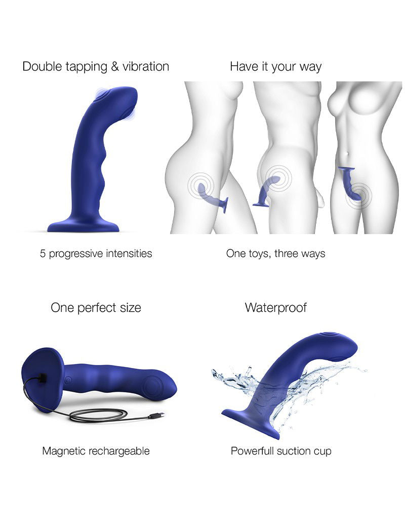 Strap-On-Me - Tappende Dildo Wave - Blauw