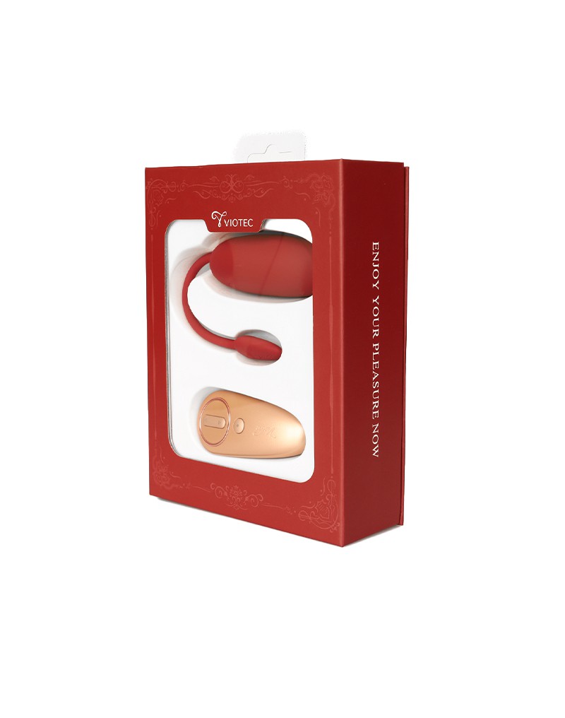 Viotec - Oliver - Draagbare vibrator met afstandsbediening - Goud & Wijnrood