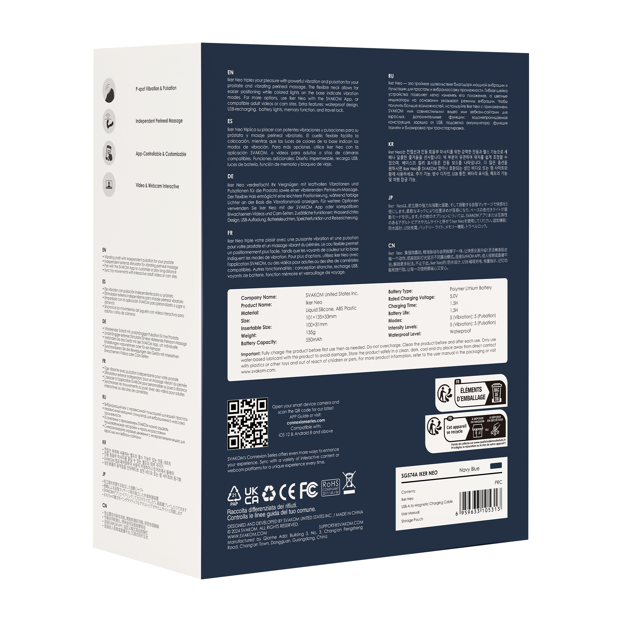 SVAKOM - Iker Neo - Interactieve Pulserende Prostaat Vibrator, Appbediening - Marineblauw