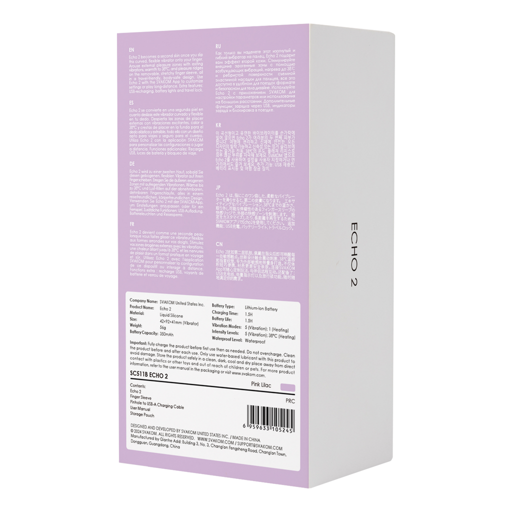 SVAKOM - Echo 2 - Flexibele Vinger Vibrator, App Besturing - Roze Lila
