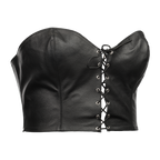 Rimba - Strapless lederen top met veter