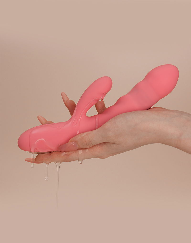 SVAKOM - Avery - Thrusting Rabbit Vibrator - Strawberry Pink