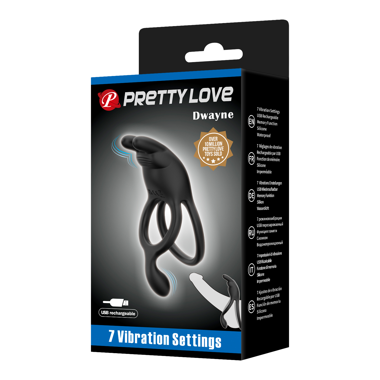 Pretty Love - Seth - Vibrerende penisring - Zwart