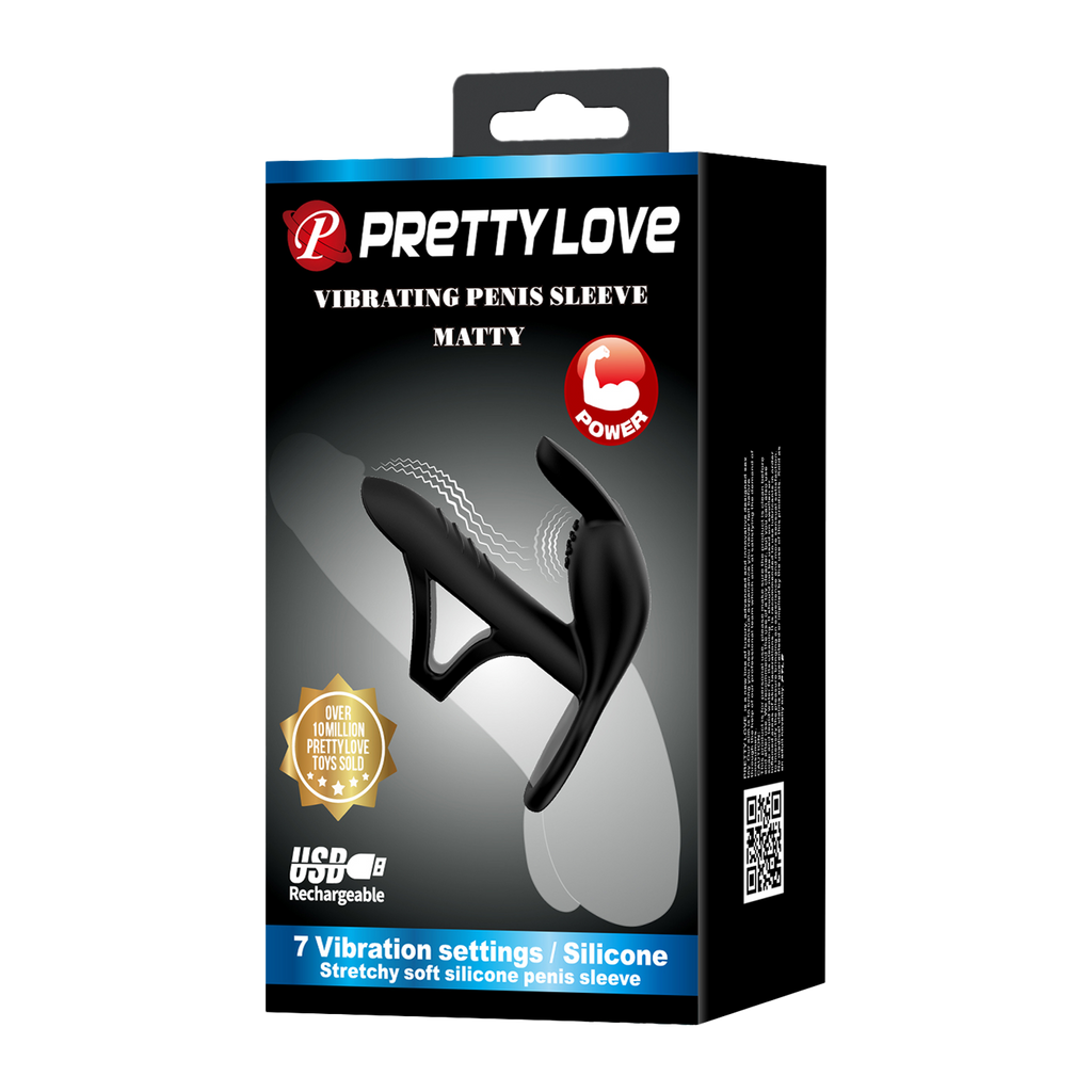 Pretty Love - Matty - Vibrerende Penis Sleeve - Zwart