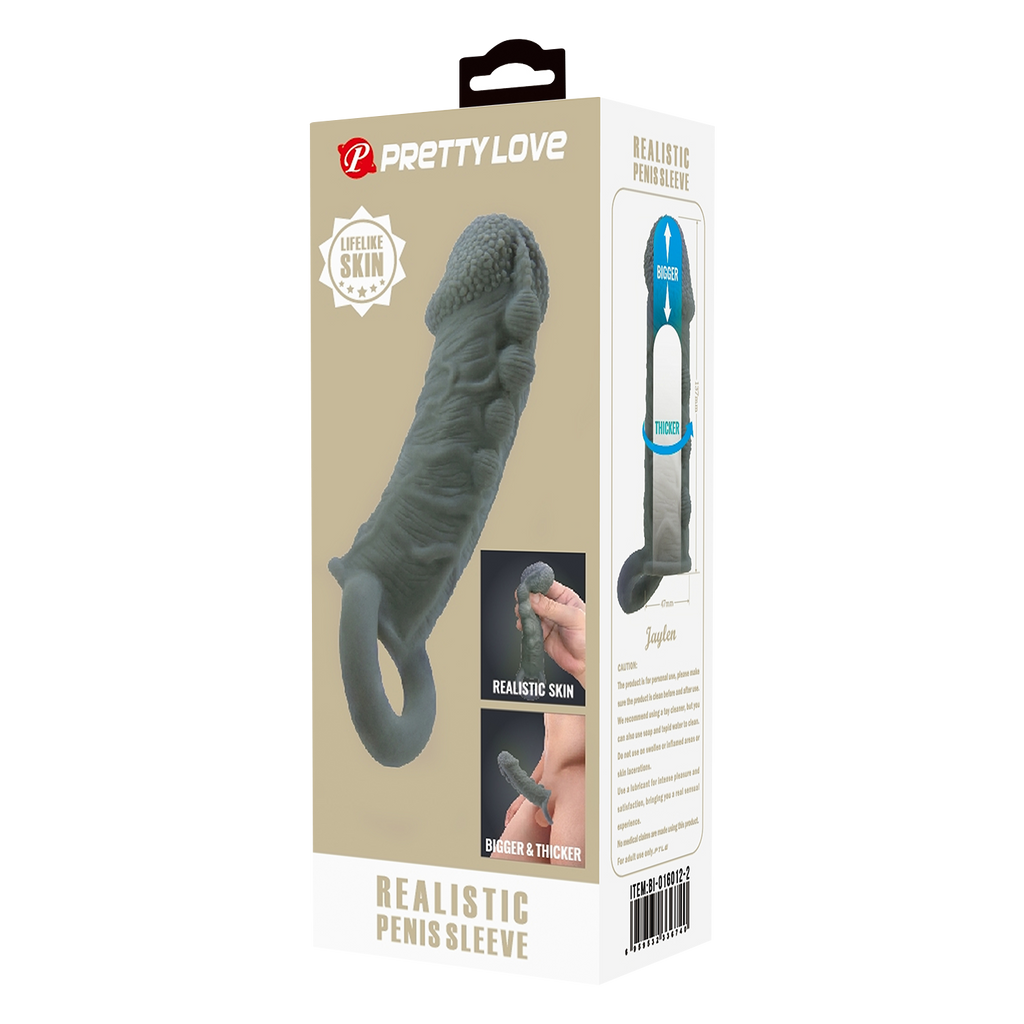 Pretty Love - Faylen - Realistische Penis Sleeve - Donkergrijs