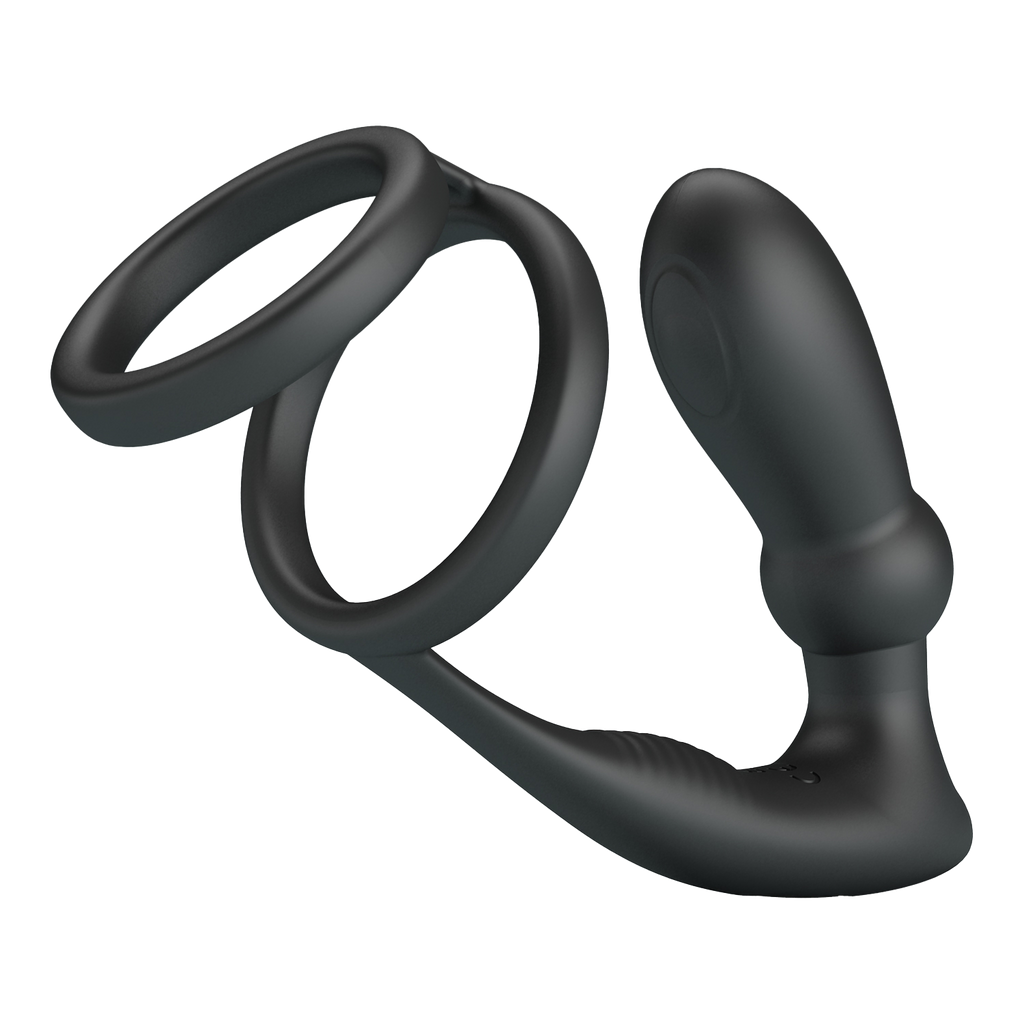 Pretty Love - Emoni - Cock Ring met Butt Plug - Zwart