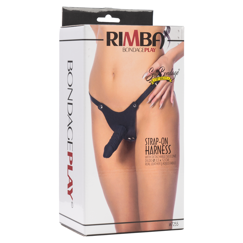 Rimba - Voorbind string met latex dildo (3,5 x 12 cm)