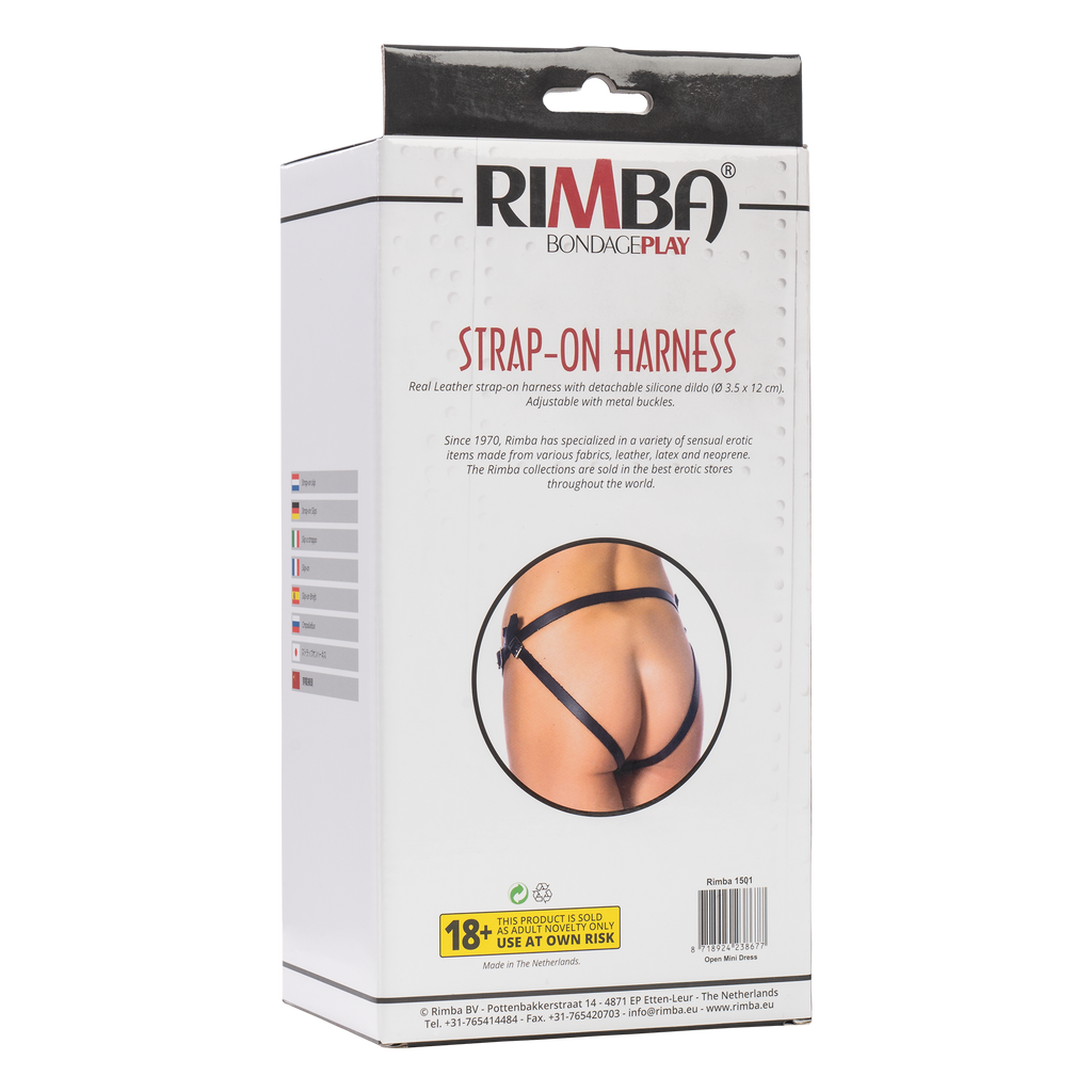 Rimba - Voorbind string met latex dildo (3,5 x 12 cm)