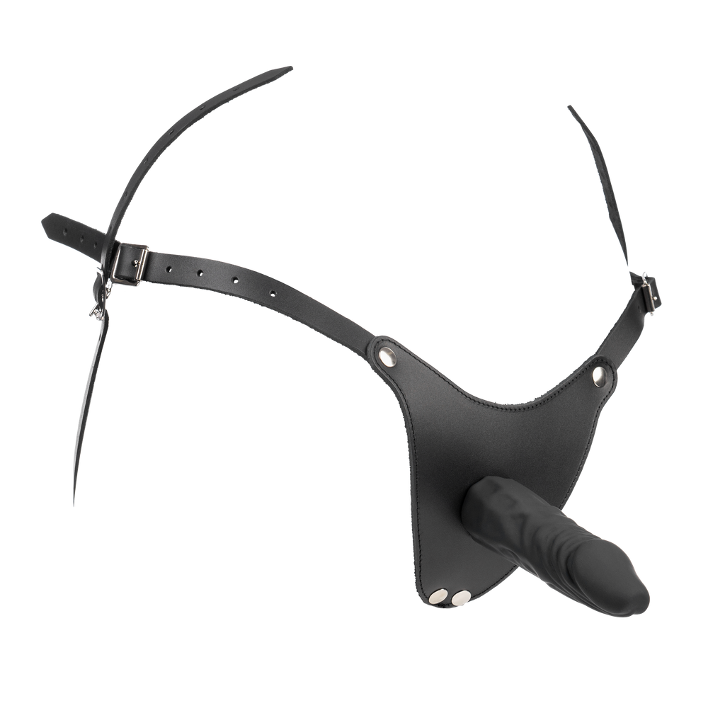 Rimba - Voorbind string met latex dildo (3,5 x 12 cm)