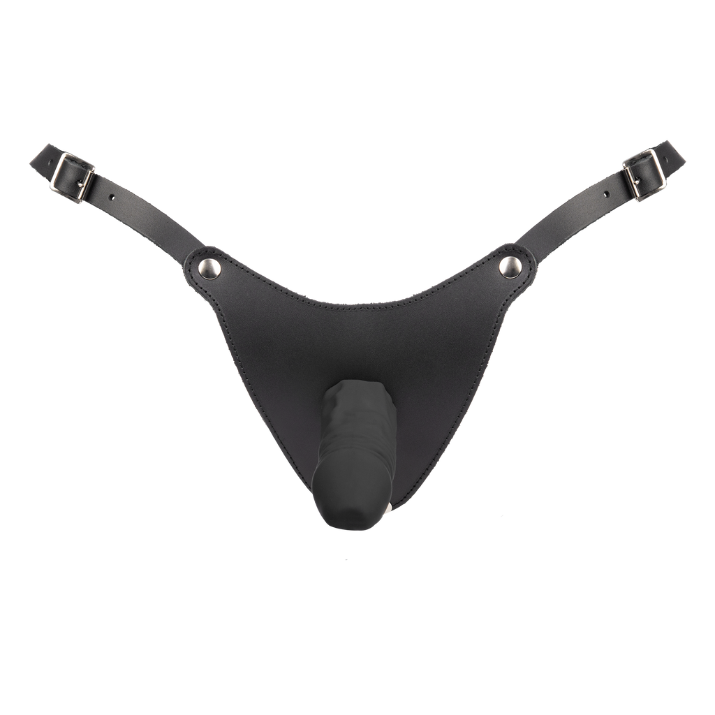 Rimba - Voorbind string met latex dildo (3,5 x 12 cm)